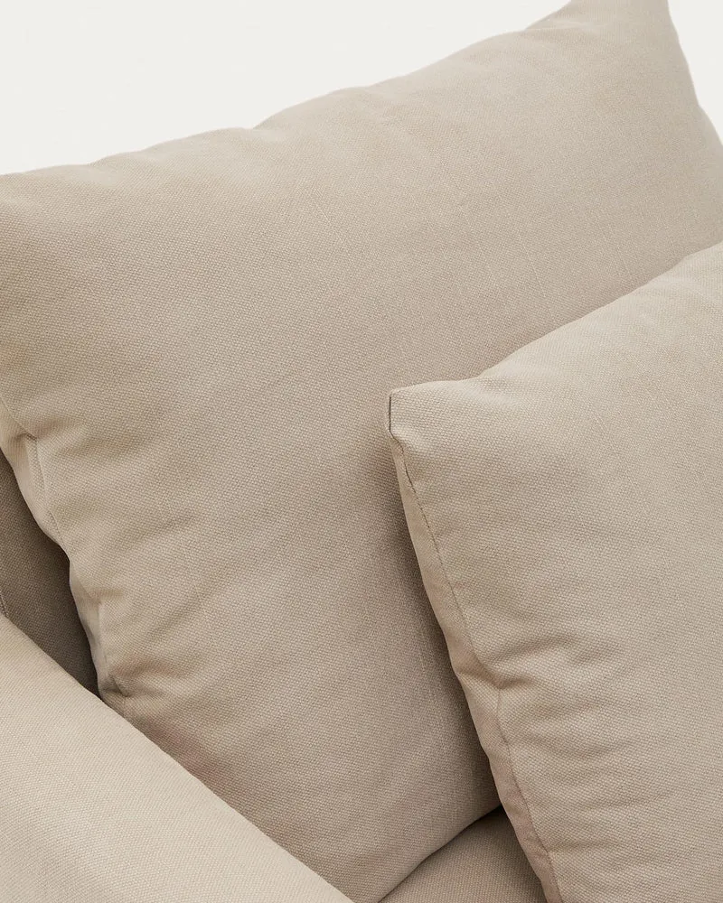 Nora Sessel mit abnehmbarem Bezug und Kissen aus Baumwolle und Leinen in Taupe 92 cm