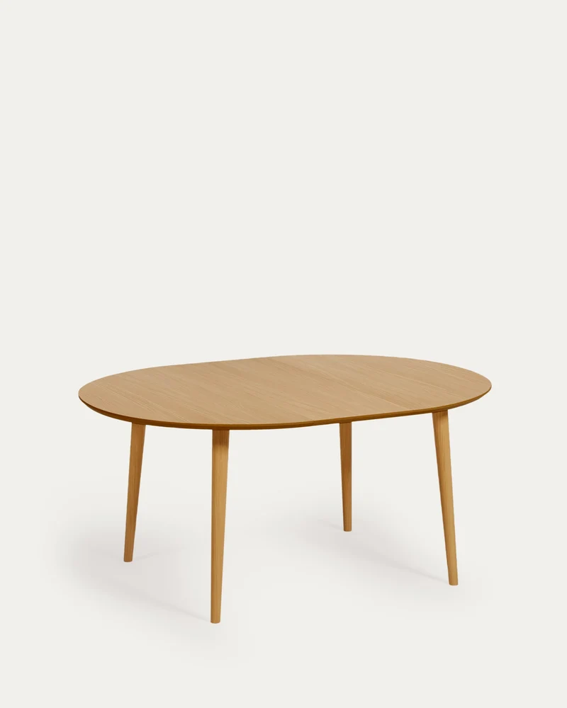 Oqui runder Ausziehtisch in Eichenfurnier und Beine aus Massivholz Ø 120 (200) x 120 cm