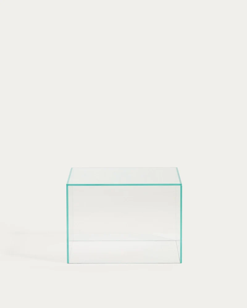Beistelltisch Orlia aus transparentem gehärtetem Glas, 50 x 50 cm