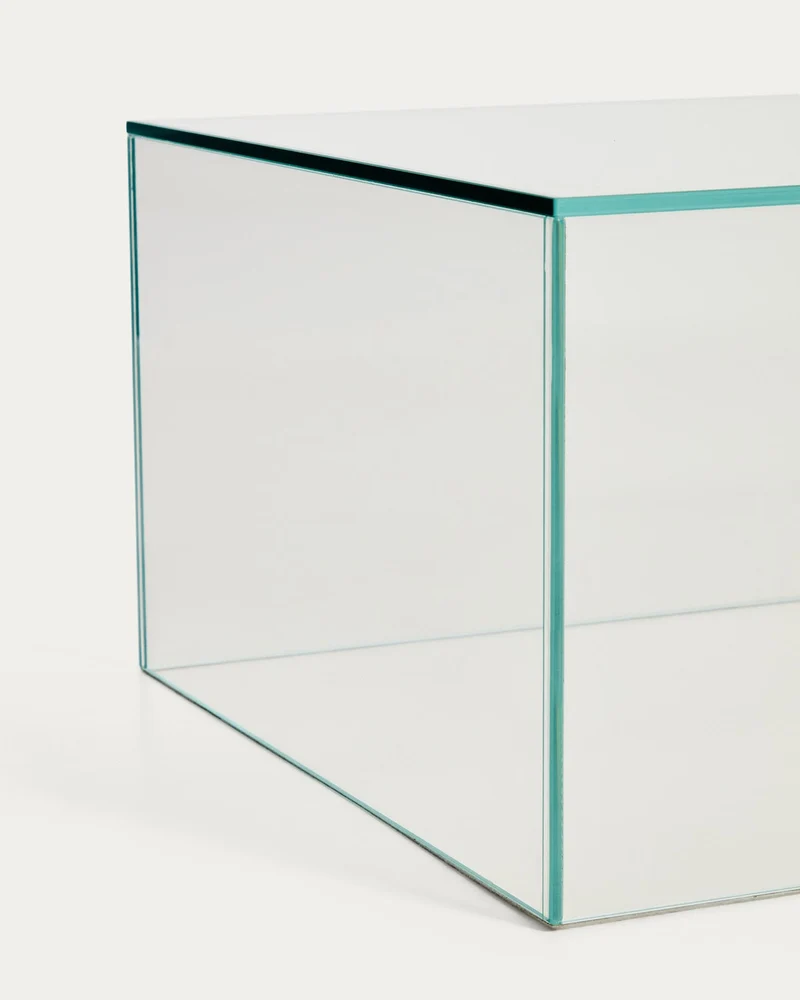 Beistelltisch Orlia aus transparentem gehärtetem Glas, 50 x 50 cm