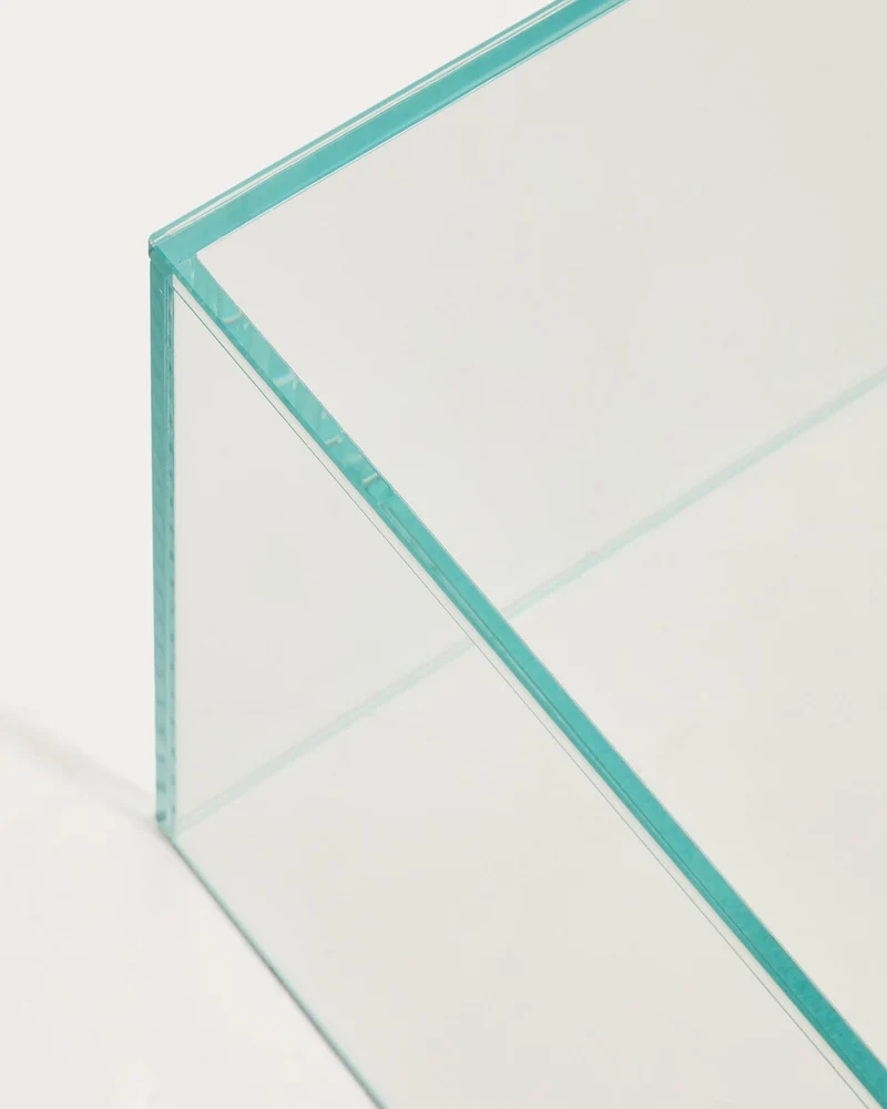 Beistelltisch Orlia aus transparentem gehärtetem Glas, 50 x 50 cm