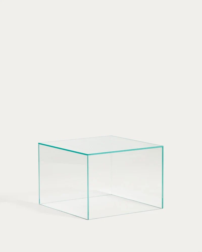 Beistelltisch Orlia aus transparentem gehärtetem Glas, 50 x 50 cm