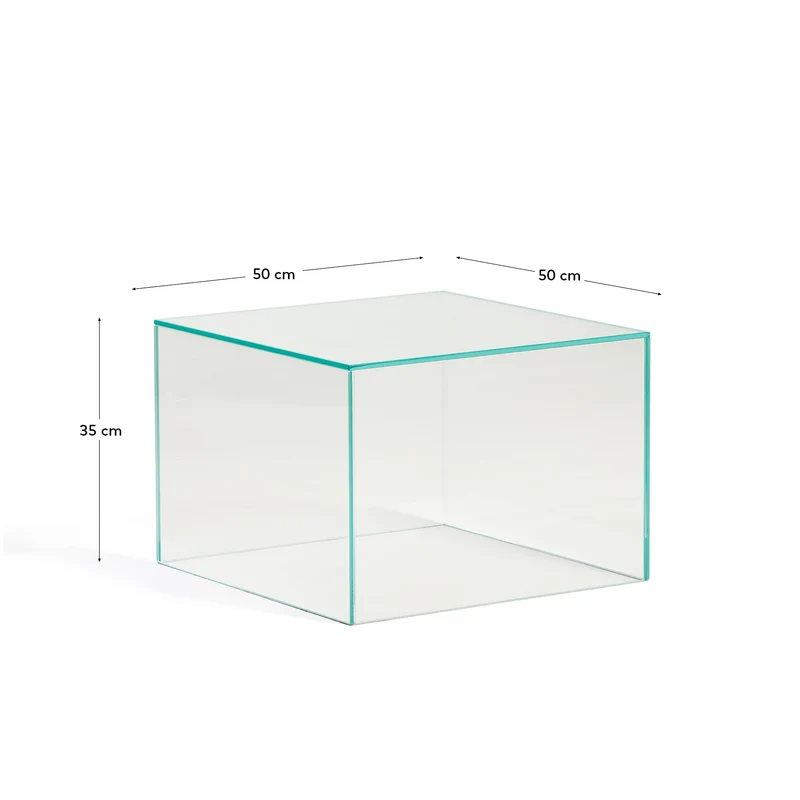Beistelltisch Orlia aus transparentem gehärtetem Glas, 50 x 50 cm