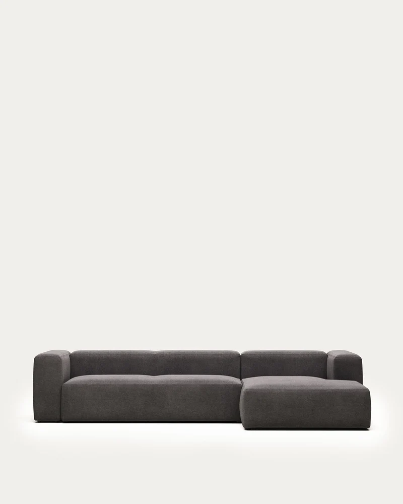 Blok 4-Sitzer-Sofa mit Chaiselongue rechts grau 330 cm FR