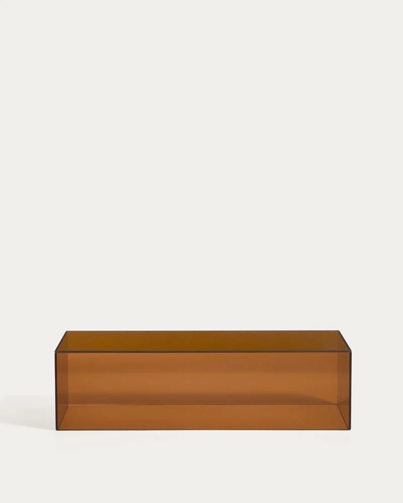 Couchtisch Orlia aus gehärtetem Glas in Braun, 110 x 50 cm