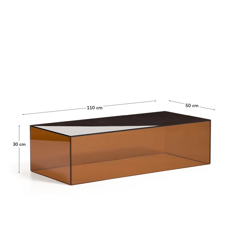 Couchtisch Orlia aus gehärtetem Glas in Braun, 110 x 50 cm