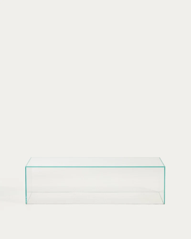 Couchtisch Orlia aus transparentem gehärtetem Glas, 110 x 50 cm