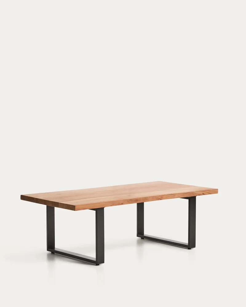 Couchtisch Uxue aus massivem Akazienholz mit Beinen aus schwarzem Stahl 130 x 64 cm
