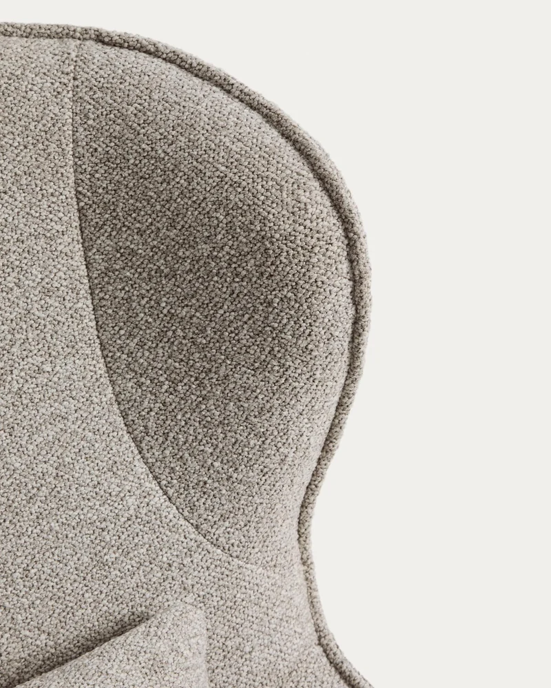 Drehsessel Sorile mit beiger Chenille und schwarz lackiertem Stahl, FSC 100 %