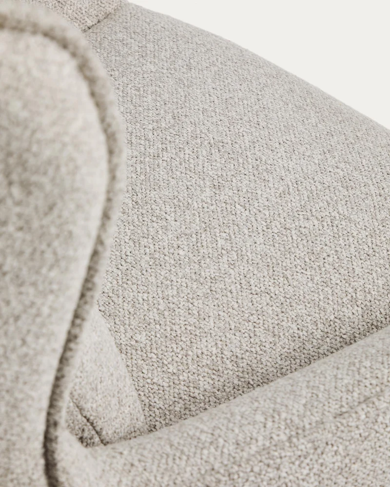 Drehsessel Sorile mit beiger Chenille und schwarz lackiertem Stahl, FSC 100 %