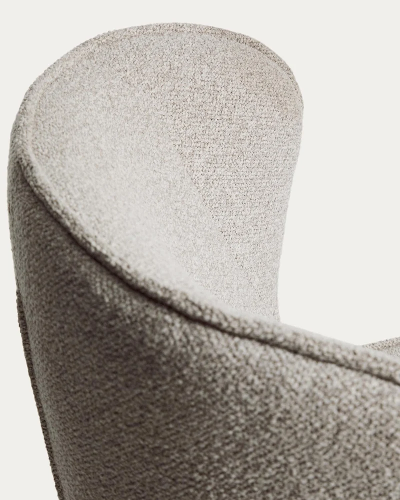 Drehsessel Sorile mit beiger Chenille und schwarz lackiertem Stahl, FSC 100 %