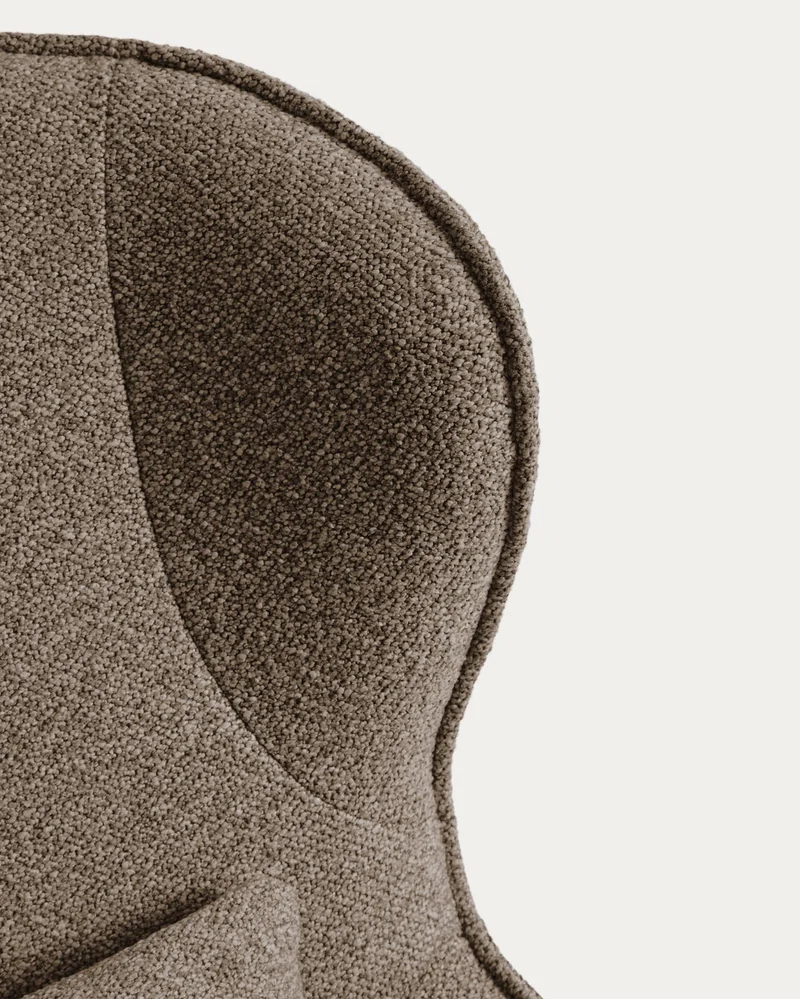 Drehsessel Sorile mit brauner Chenille und schwarz lackiertem Stahl, FSC 100 %
