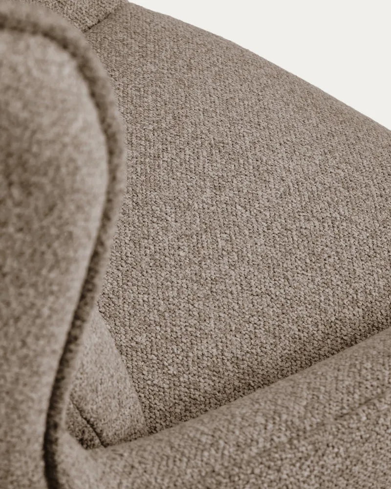 Drehsessel Sorile mit brauner Chenille und schwarz lackiertem Stahl, FSC 100 %