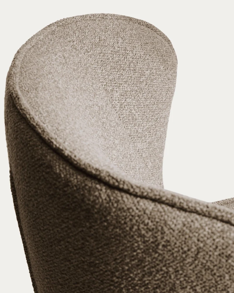 Drehsessel Sorile mit brauner Chenille und schwarz lackiertem Stahl, FSC 100 %