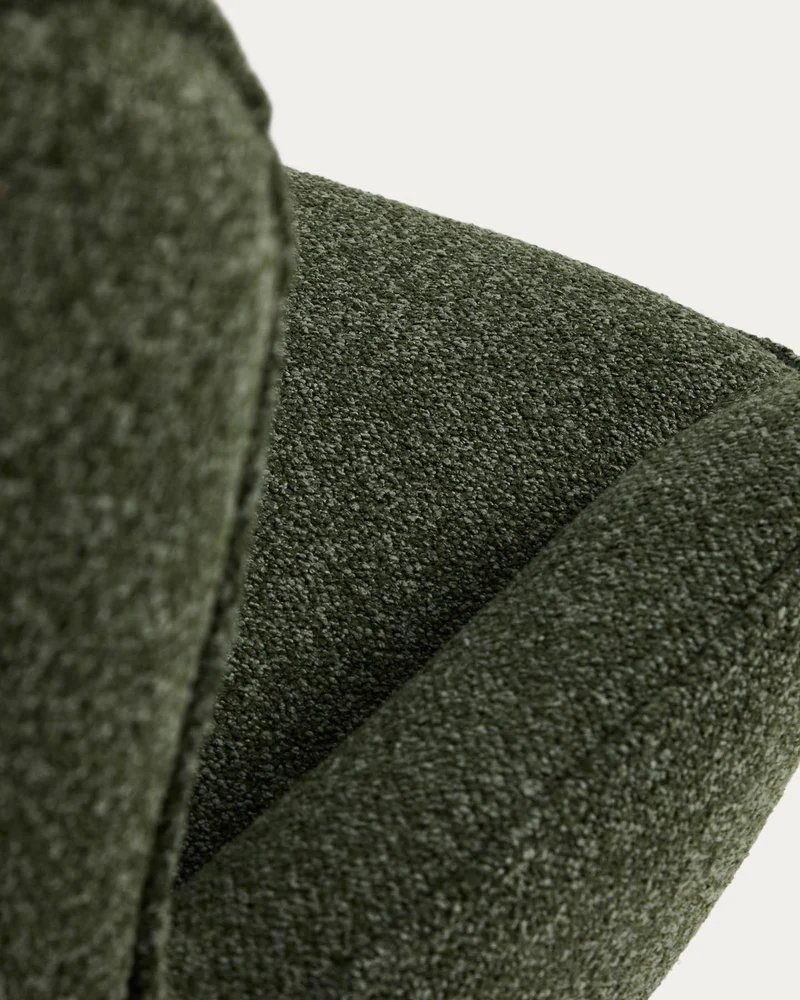 Drehsessel Sorile mit dunkelgrüner Chenille und schwarz lackiertem Stahl, FSC 100 %