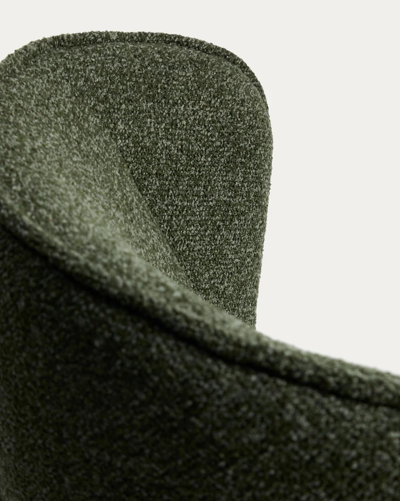 Drehsessel Sorile mit dunkelgrüner Chenille und schwarz lackiertem Stahl, FSC 100 %