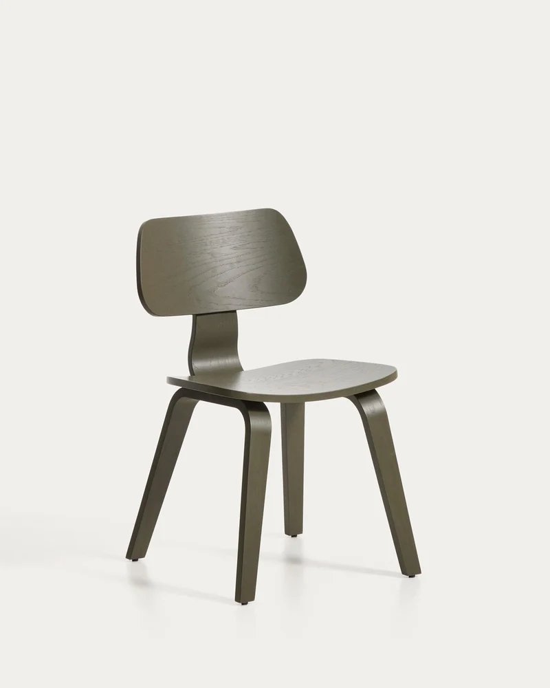 Gena-Stuhl aus Eichenfurnier mit grünem Finish