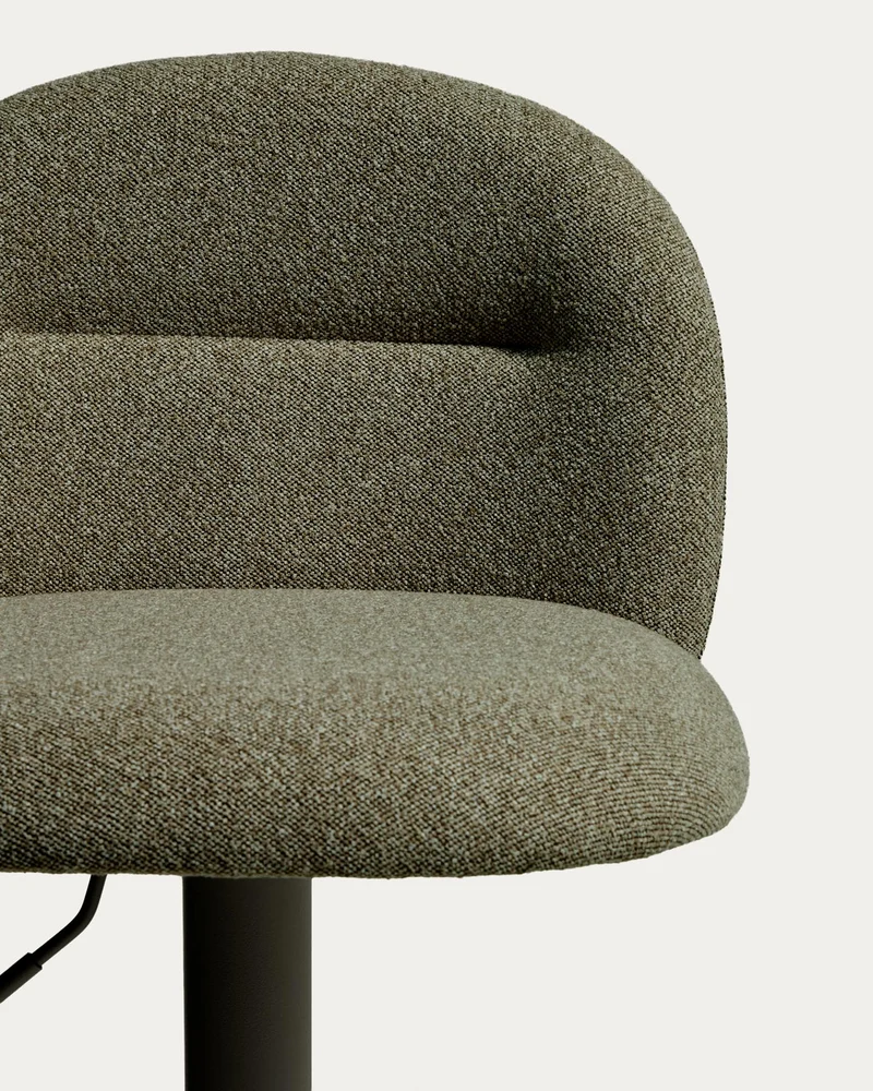 Hocker Arino mit grüner Chenille und grünen Metallbeinen, 65 cm FSC 100%