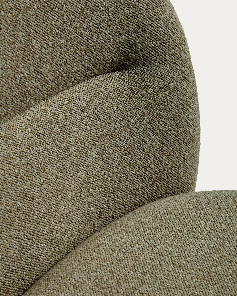 Hocker Arino mit grüner Chenille und grünen Metallbeinen, 65 cm FSC 100%