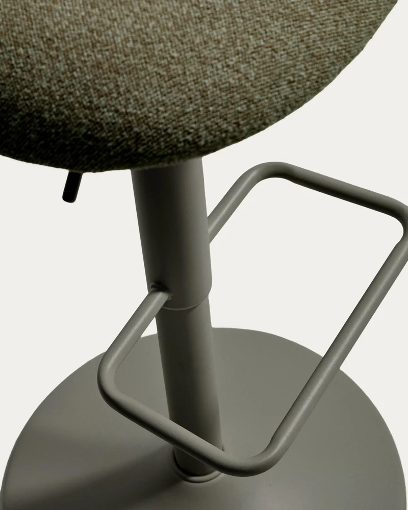 Hocker Arino mit grüner Chenille und grünen Metallbeinen, 65 cm FSC 100%
