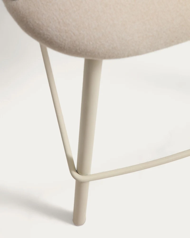 Hocker Bonali mit beiger Chenille und beigen Metallbeinen, FSC Mix Credit, 65 cm