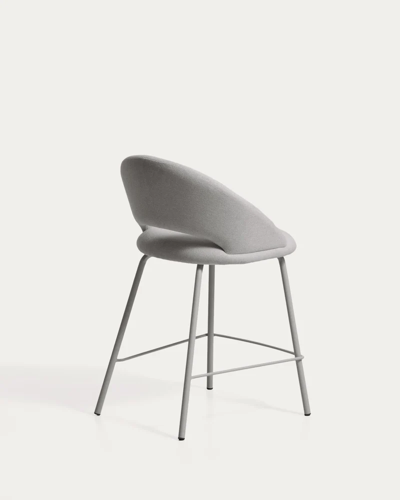 Hocker Bonali mit grauer Chenille und Beinen aus grauem Metall, FSC Mix Credit, 65 cm
