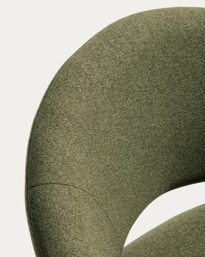 Hocker Bonali mit grüner Chenille und grünen Metallbeinen, FSC Mix Credit, 65 cm