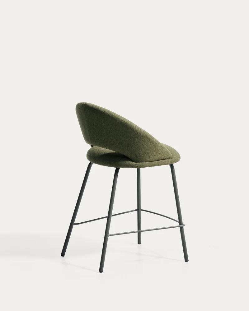 Hocker Bonali mit grüner Chenille und grünen Metallbeinen, FSC Mix Credit, 65 cm