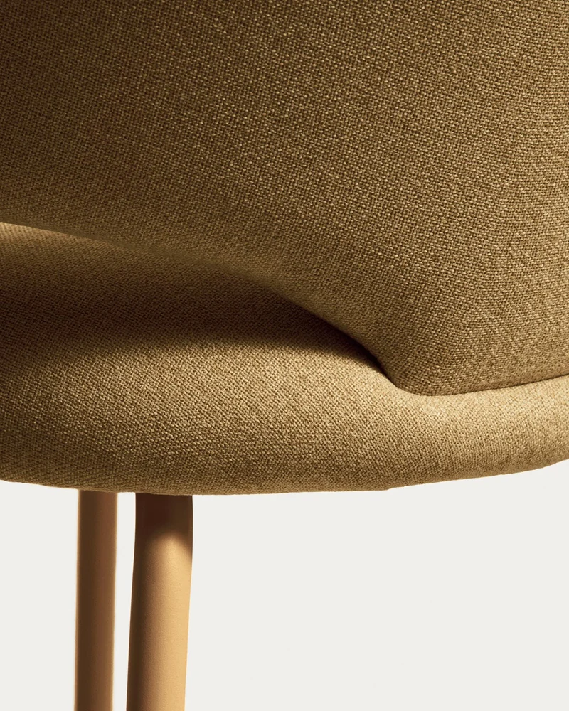 Hocker Bonali mit senfgelber Chenille und Beinen aus senfgelbem Metall, FSC Mix Credit, 65