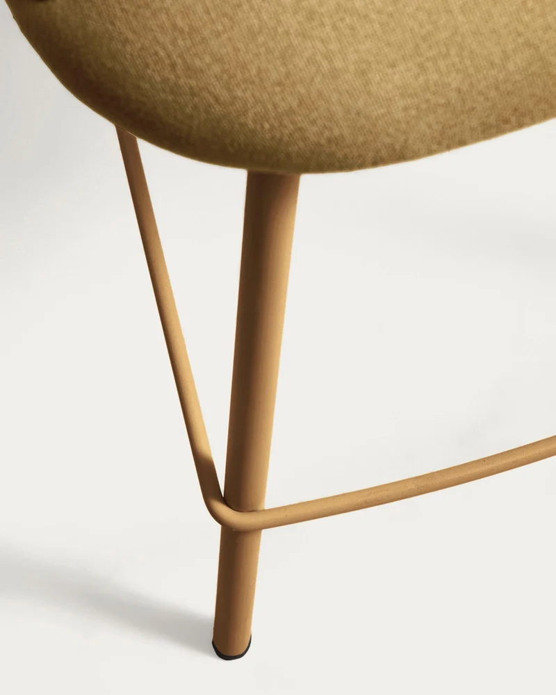 Hocker Bonali mit senfgelber Chenille und Beinen aus senfgelbem Metall, FSC Mix Credit, 65