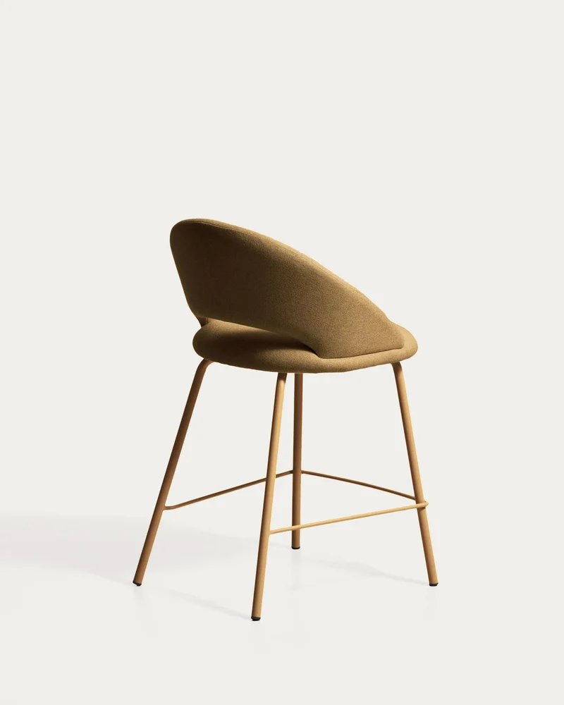 Hocker Bonali mit senfgelber Chenille und Beinen aus senfgelbem Metall, FSC Mix Credit, 65