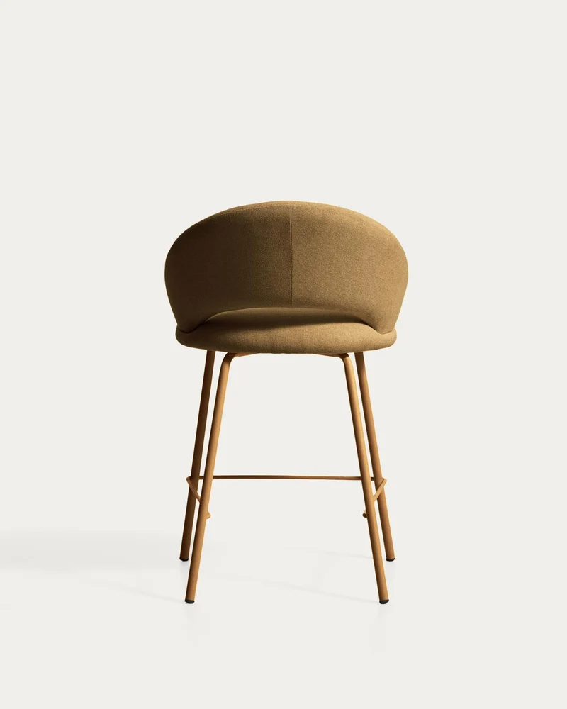Hocker Bonali mit senfgelber Chenille und Beinen aus senfgelbem Metall, FSC Mix Credit, 65