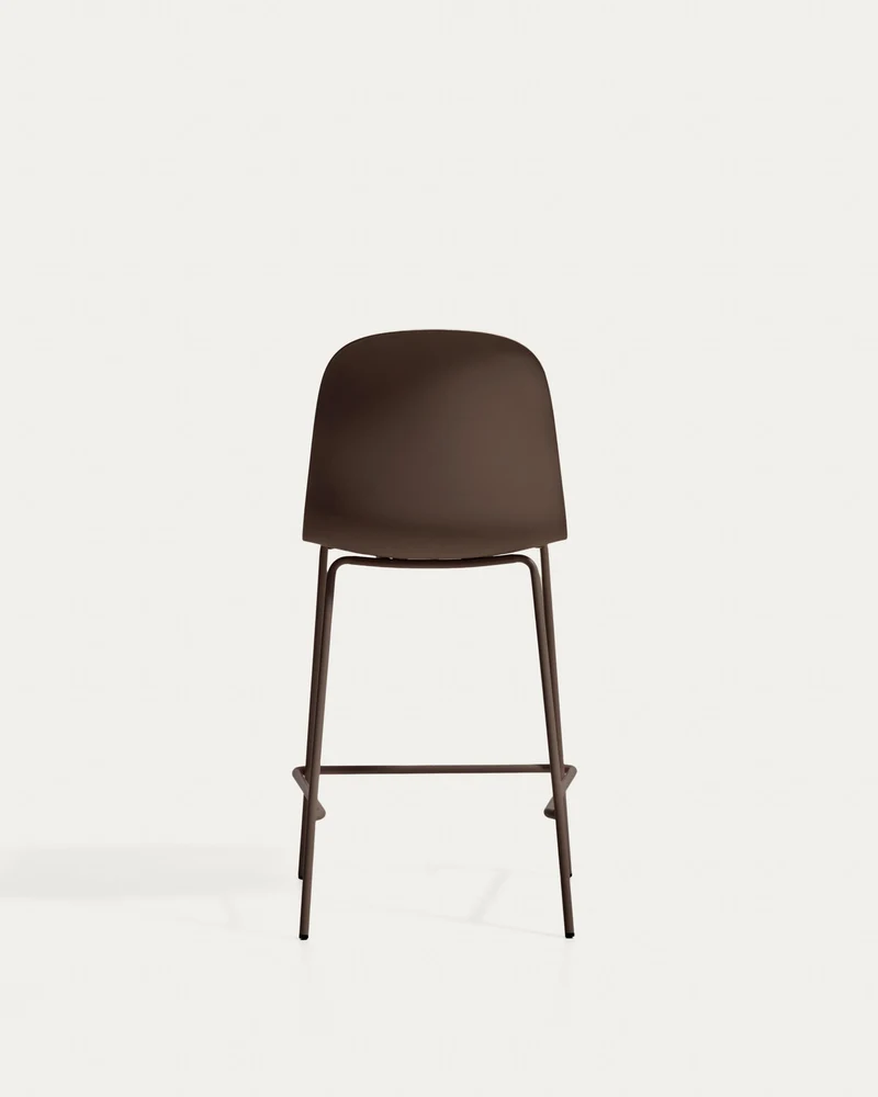 Hocker Debari mit Chenille-Kissen und Stahlbeinen mit braunem Finish, 65 cm