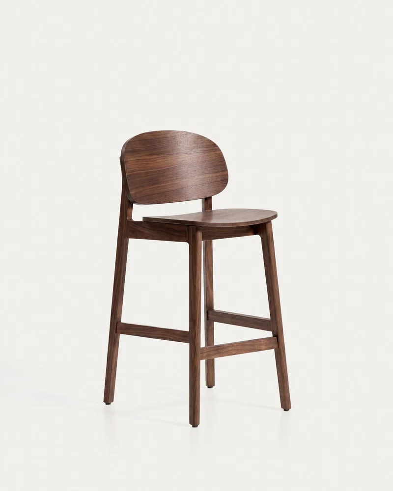 Hocker Ludara aus Eichenfurnier mit Nussbaumfinish, 65 cm