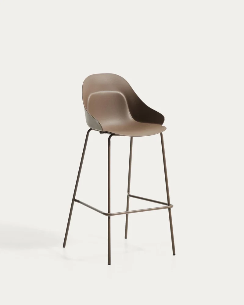 Hocker Sanile mit Stahlbeinen mit braunem Finish, 74 cm