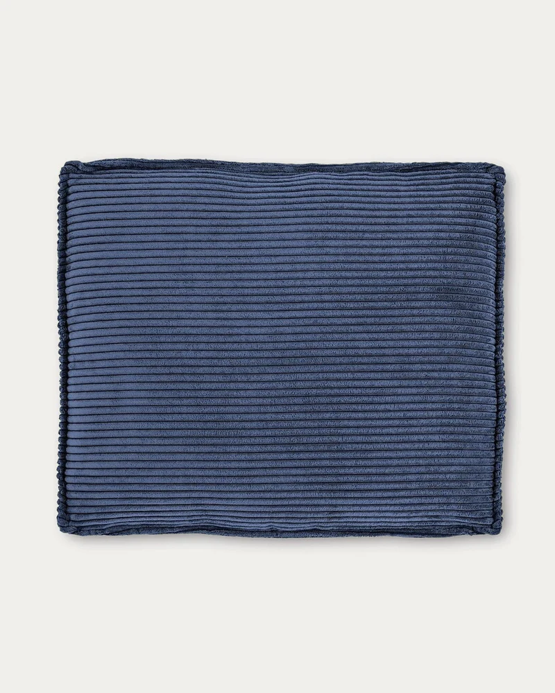 Kissen Blok, schwer entflammbar mit dickem Cord in Blau, 50 x 60 cm