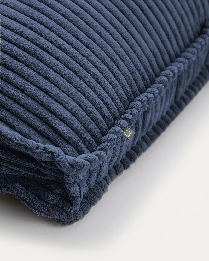 Kissen Blok, schwer entflammbar mit dickem Cord in Blau, 50 x 60 cm