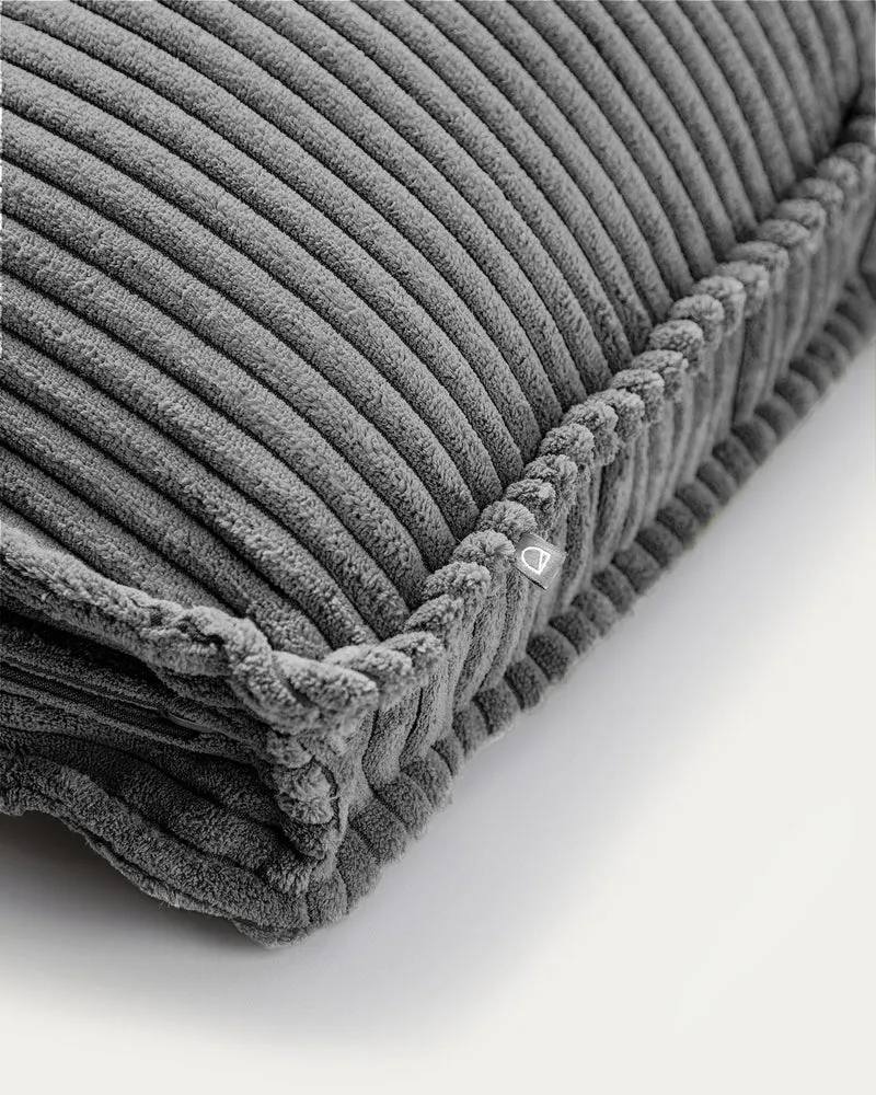 Kissen Blok, schwer entflammbar mit dickem Cord in Grau, 40 x 60 cm