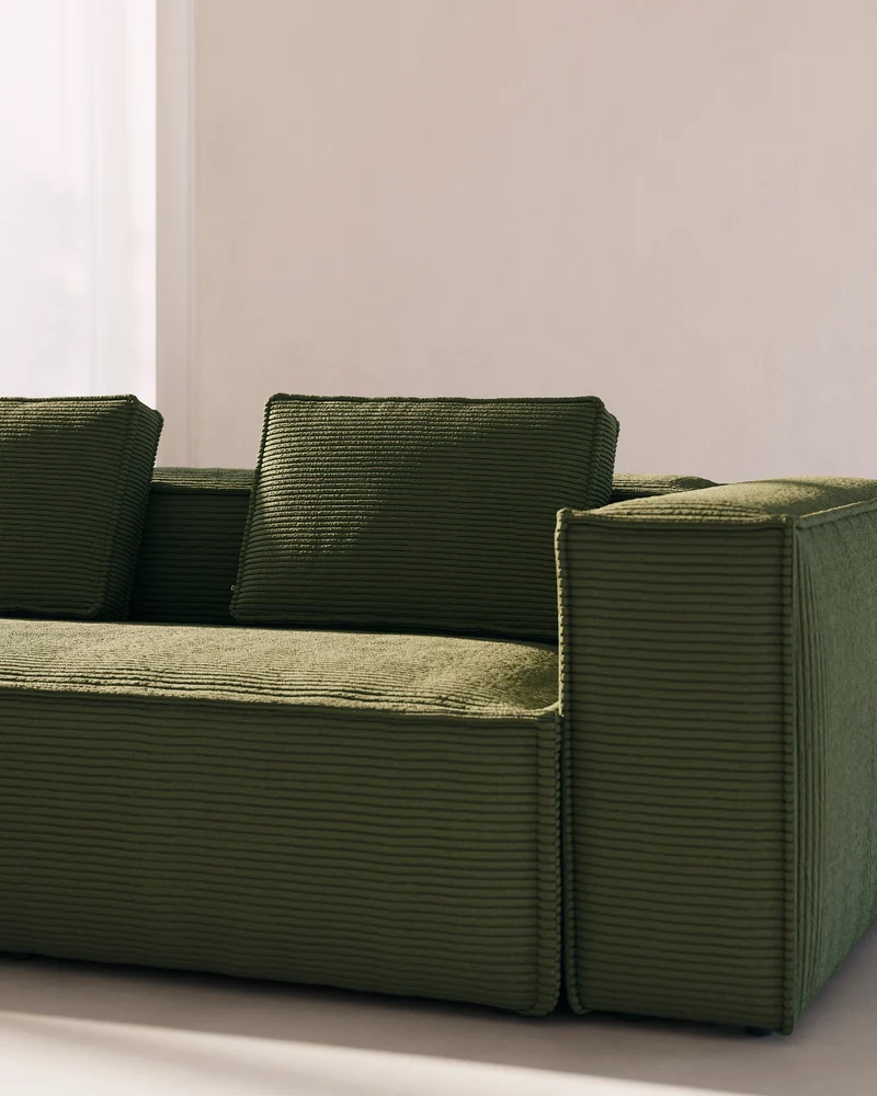 Kissen Blok, schwer entflammbar mit dickem Cord in Grün, 40 x 60 cm