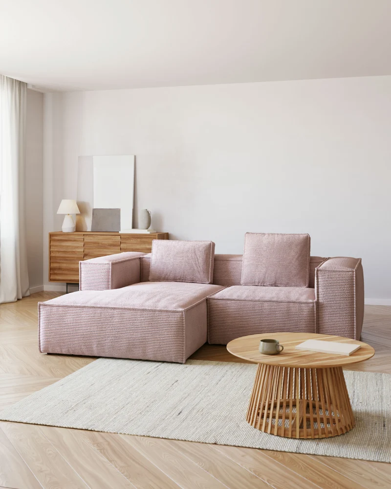Kissen Blok, schwer entflammbar mit dickem Cord in Rosa, 50 x 60 cm