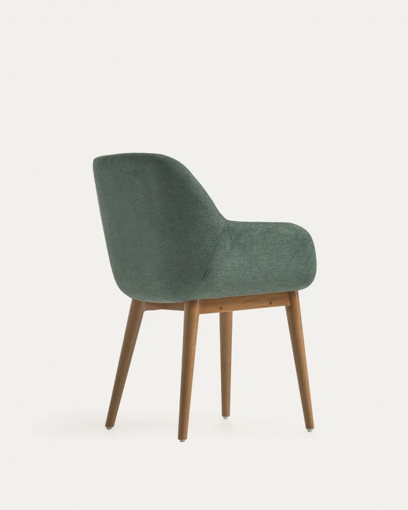 Konna Stuhl in Grün und Beine aus massivem Eschenholz mit dunklem Finish FR