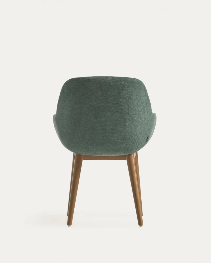 Konna Stuhl in Grün und Beine aus massivem Eschenholz mit dunklem Finish FR