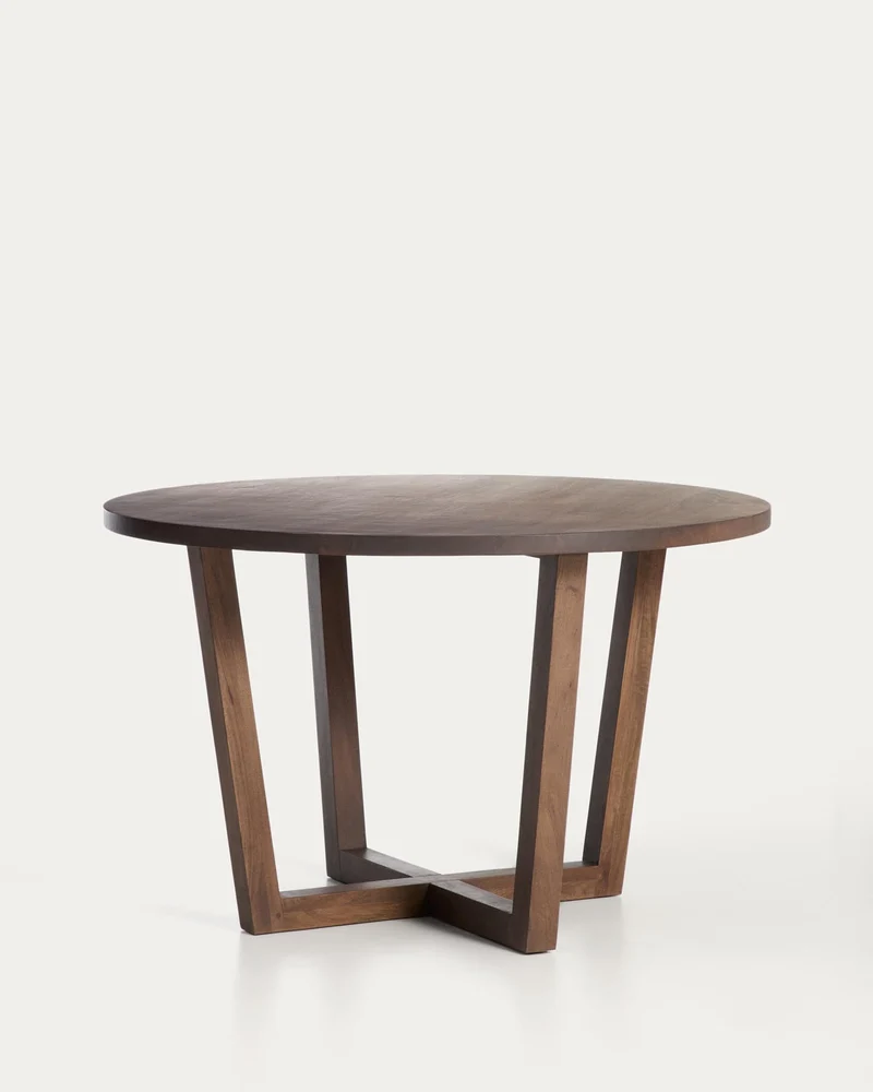 Runder Tisch Nahla aus massivem Mangoholz mit Nussbaumfinish, Ø 120 cm, FSC 100 %