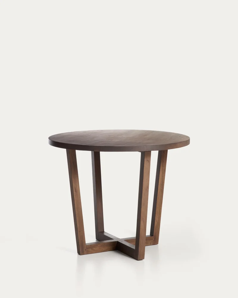 Runder Tisch Nahla aus massivem Mangoholz mit Nussbaumfinish, Ø 90 cm, FSC 100 %