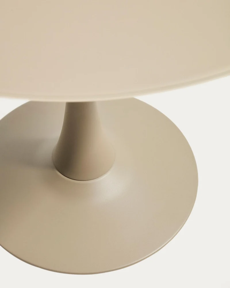 Runder Tisch Vedira aus Glas und taupefarbenem Stahl Ø 90 cm