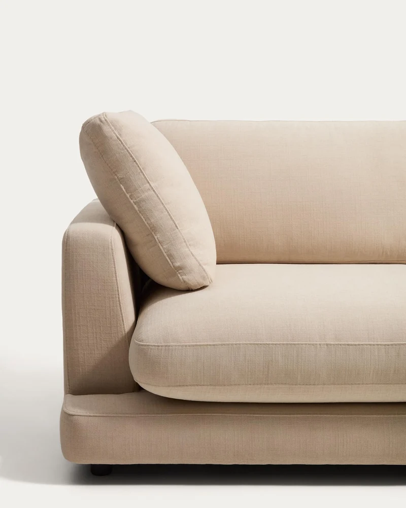 4-Sitzer-Modularsofa Gala mit Randmodul rechts aus beiger Chenille, FSC Mix Credit, 315 cm