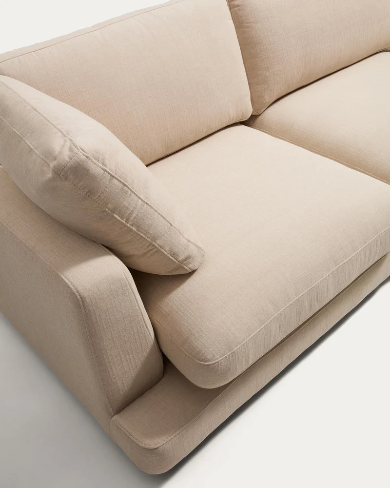 4-Sitzer-Modularsofa Gala mit Randmodul rechts aus beiger Chenille, FSC Mix Credit, 315 cm