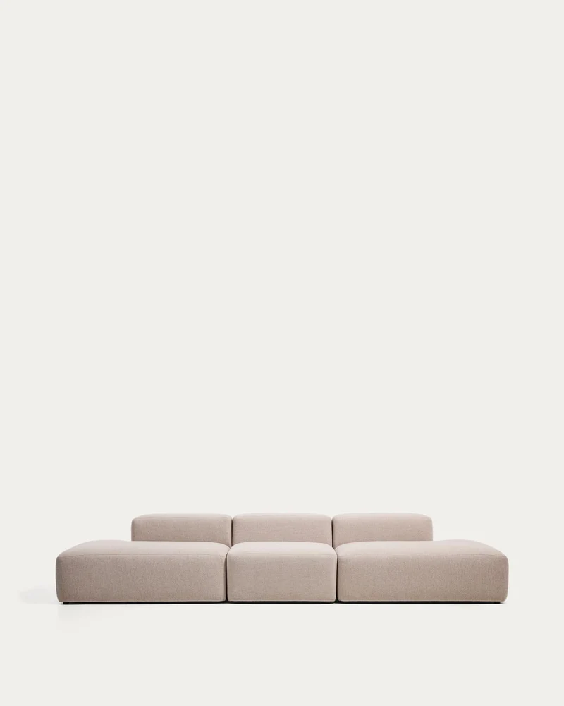 4-Sitzer-Sofa Blok in beiger Chenille, 380 cm, FSC Mix Credit
