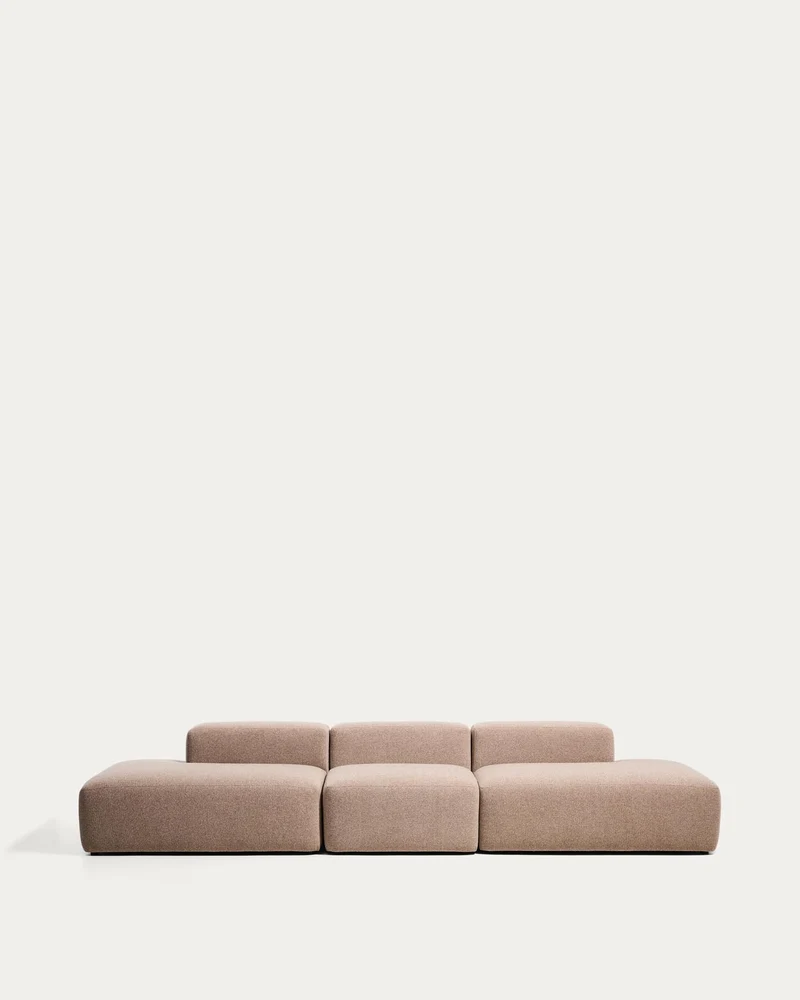 4-Sitzer-Sofa Blok in brauner Chenille, 380 cm, FSC Mix Credit