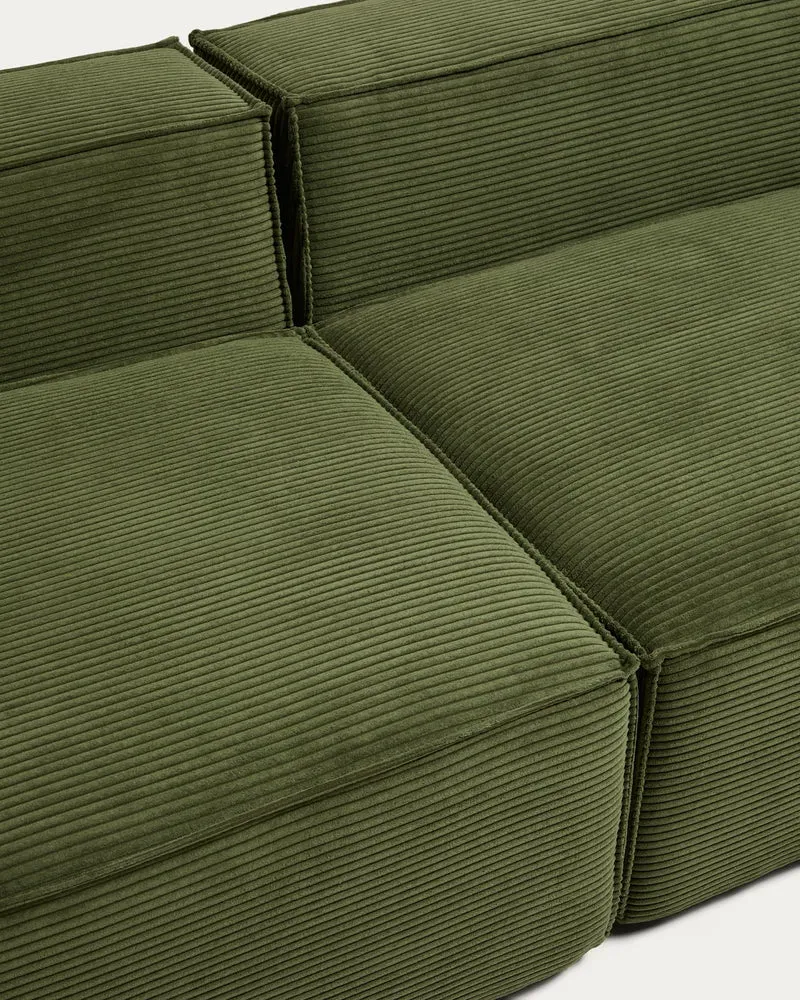 4-Sitzer-Sofa Blok in grobem grünem Cord, 380 cm, FSC Mix Credit